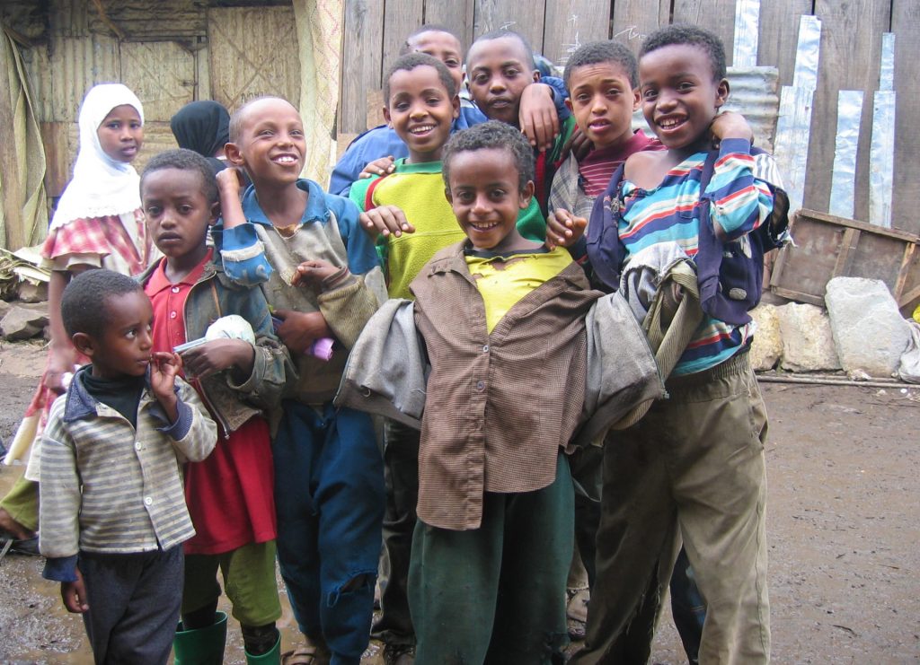 Addis Ababa - Kids at Mercado.  When they saw my camera, these kids scrambled to be photographed
