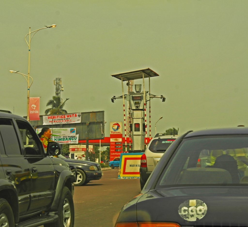 Kinshasa - traffic police robot. One of the most written-about features of the roads in the Congolese capital