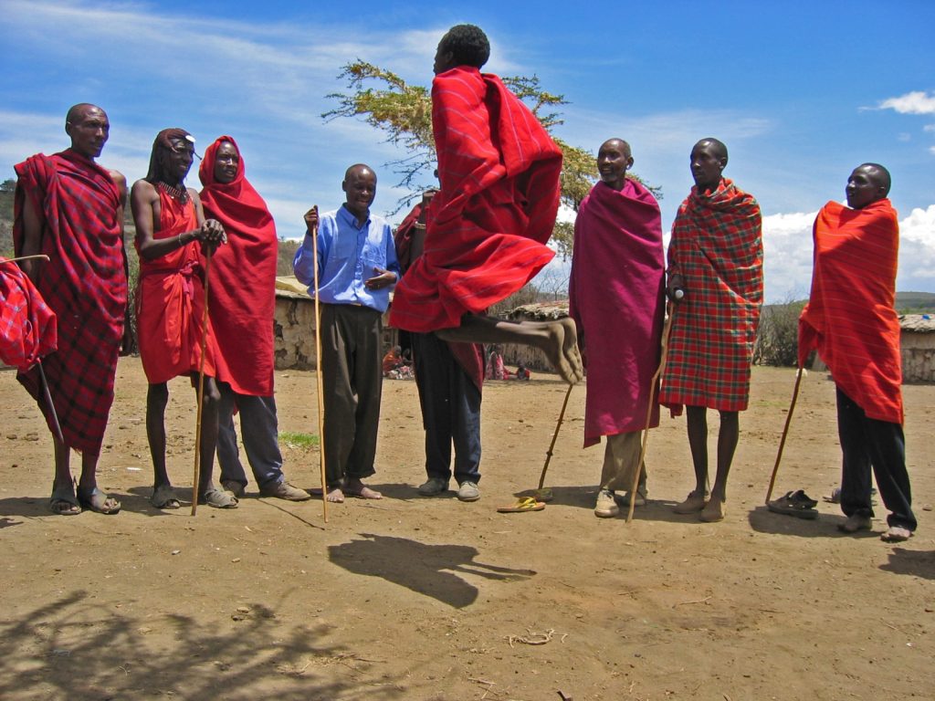 Maasais dancing in a village in Hell's Gate National Park