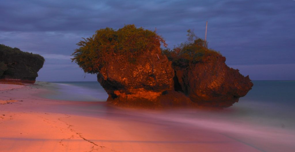 Rock at Leopard Beach by night