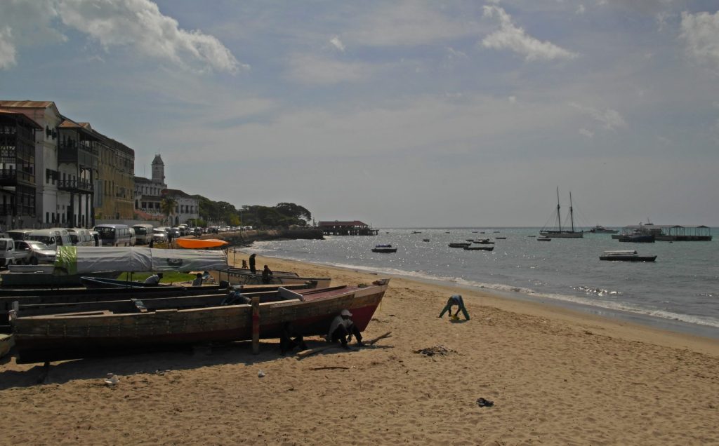 Stone Town - the beach next to Mercury's. House of Wonders in the background