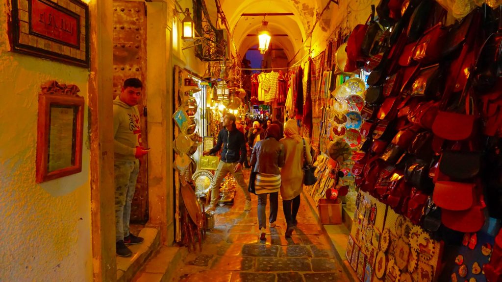 Tunis - The Medina. Colourful, crowded narrow alleys