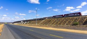 Road trip to Mombasa 5 Tsavo - SGR and oncoming train
