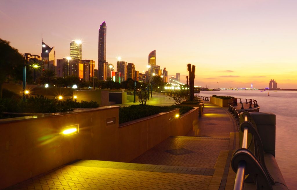 Sunset on the Corniche in Abu Dhabi