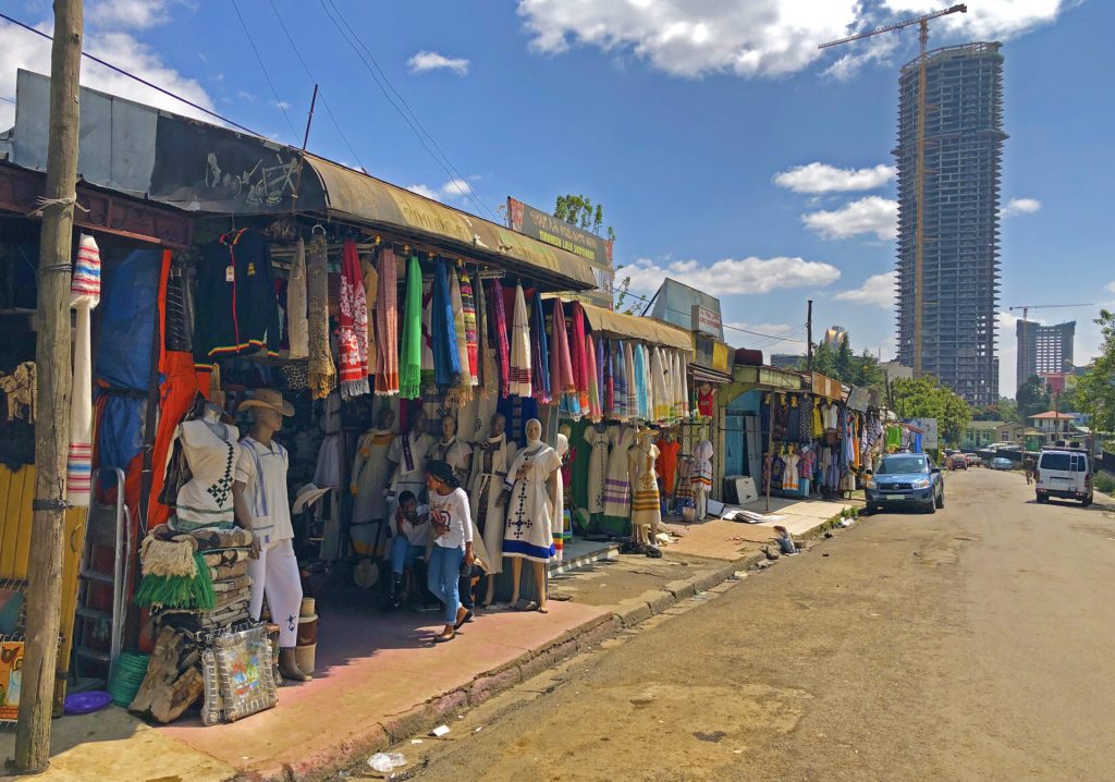 Addis Ababa – Souvenir stalls behind the Post Office.  The surroundings of the Main Post Office area has long been the go-to place for souvenir shopping in Addis Ababa.
