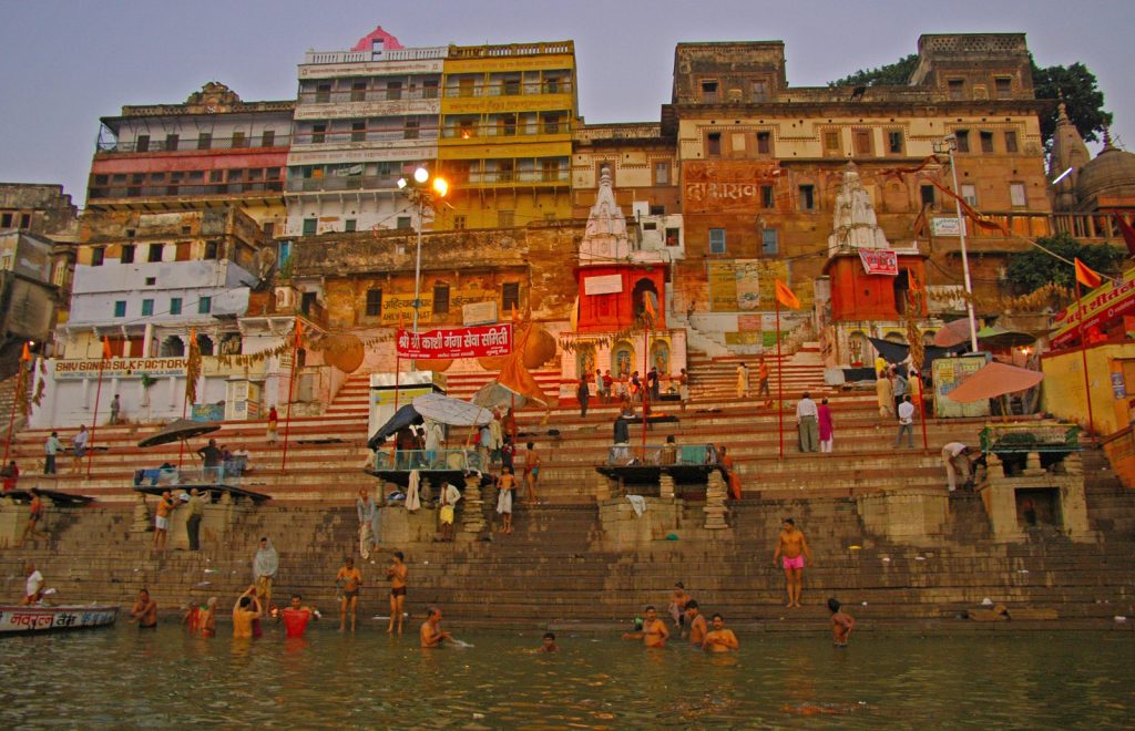 Varanasi - Morning bathers in the Ganga River