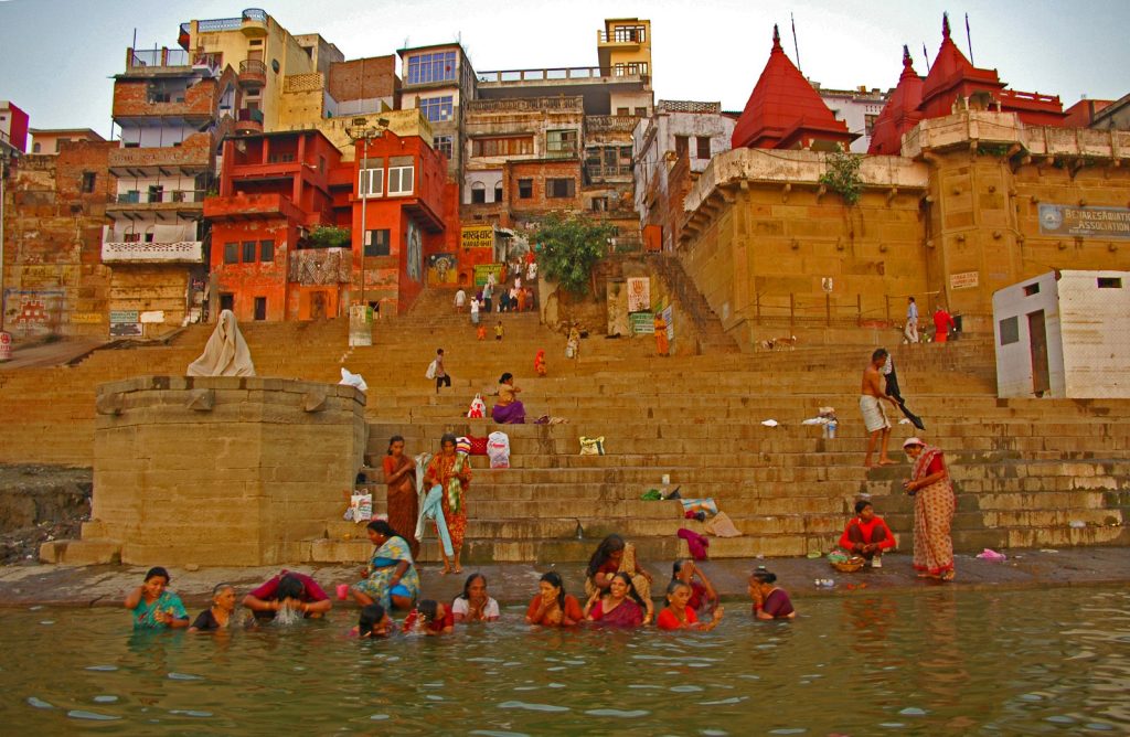 Varanasi - Women taking a morning bath in the Ganga River