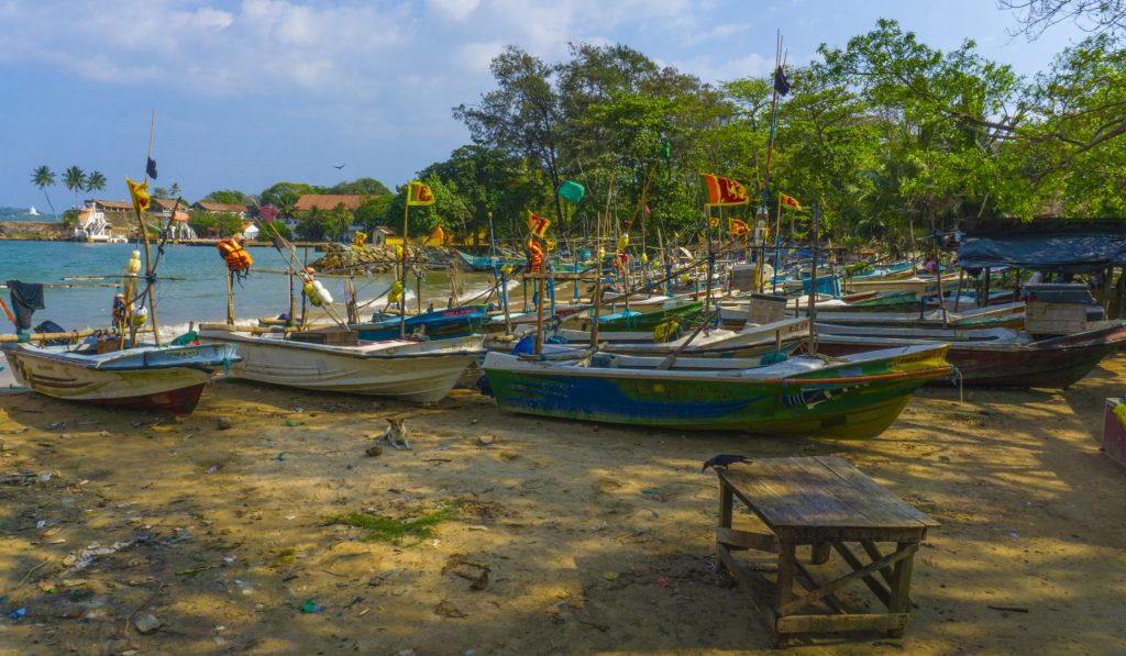 Galle - Fishing Boats at a beach near the Old Town