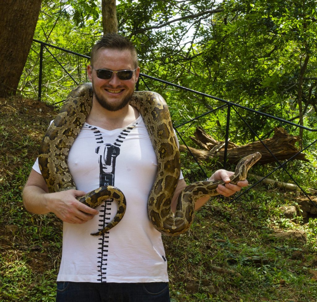 Me with a Python Snake in Sigiriya, Sri Lanka