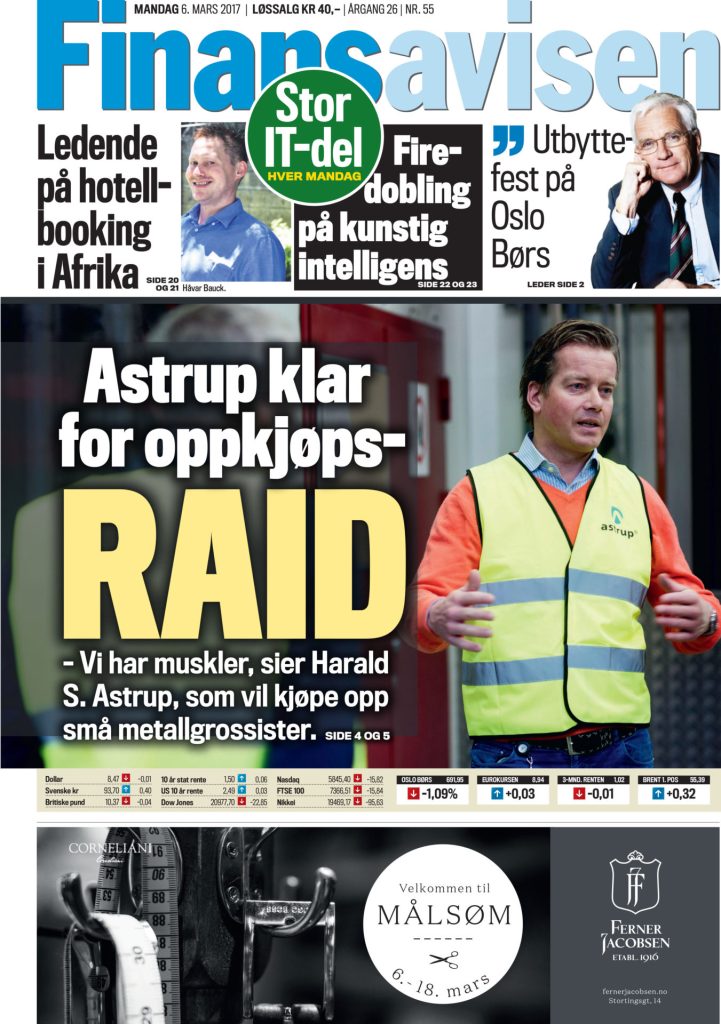 20170306 Finansavisen Front Page