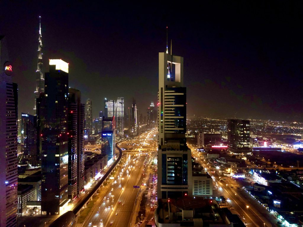 Dubai Sheikh Zayed Road by Night