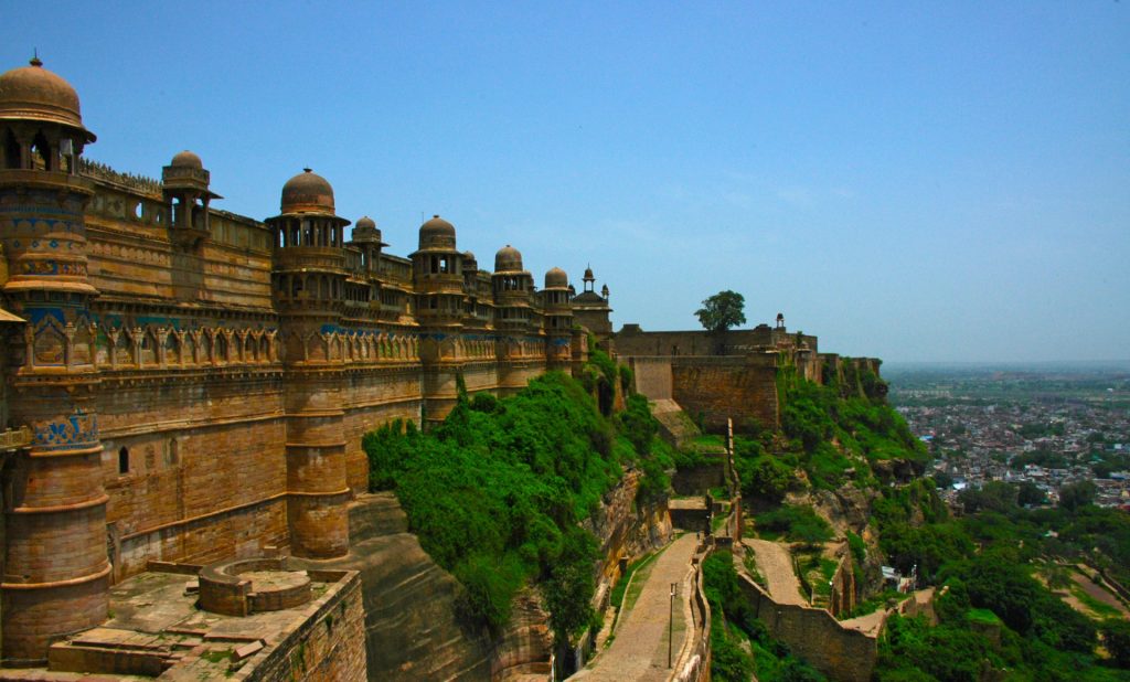 The Gwalior Fort - a spectacular 8th century fortress covering a vast hill in Madhya Pradesh. Far off the beaten tourist track, and probably hasn't received many foreign visitors since Ibn Battuta