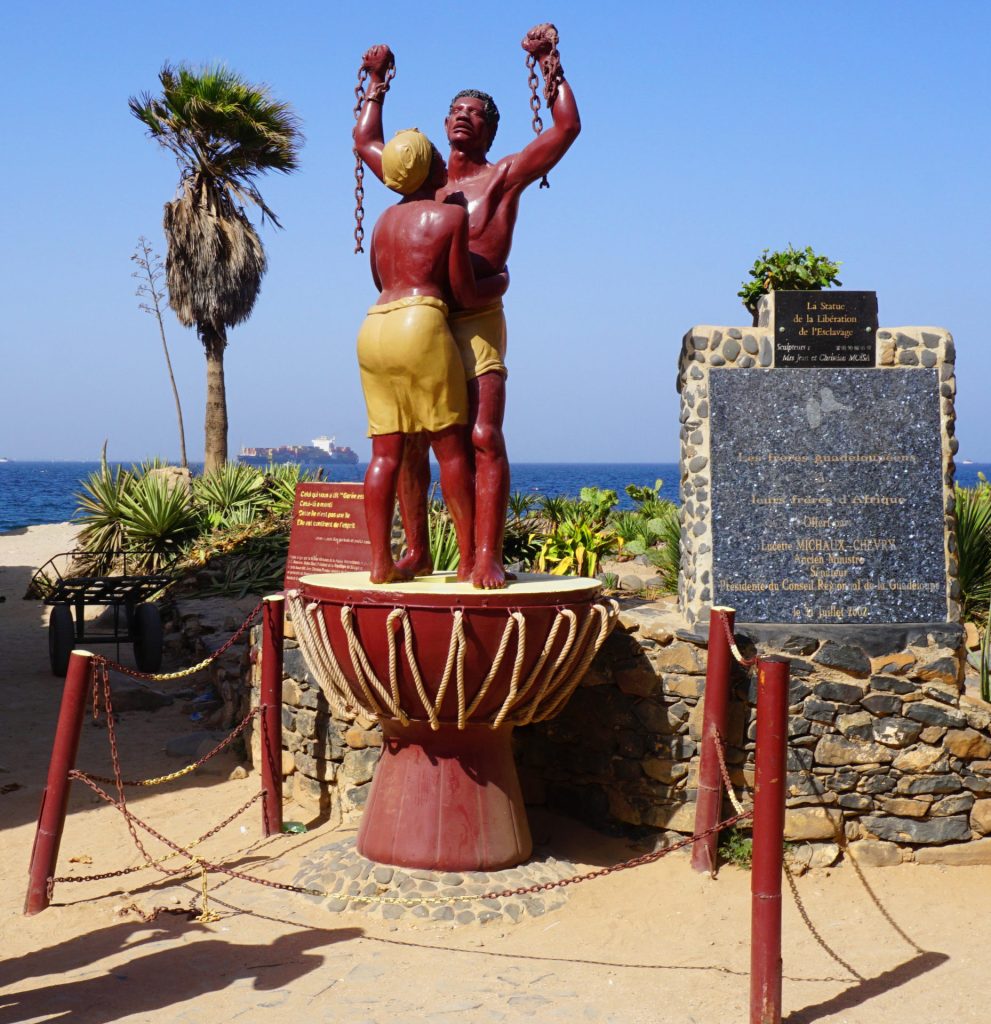 Ile de Gorée - La statue de la libération de l'esclavage, aka. the Statue of Liberation. A famous monument erected to commemorate the enslaved men and women who transited through this island, when it was a hub of the Atlantic slave trade