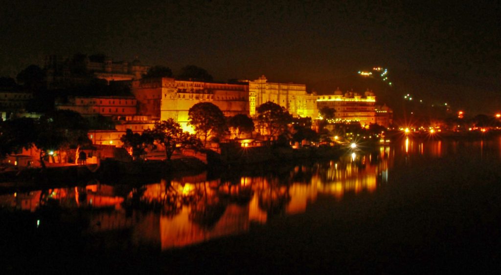 Udaipur City Palace by Night