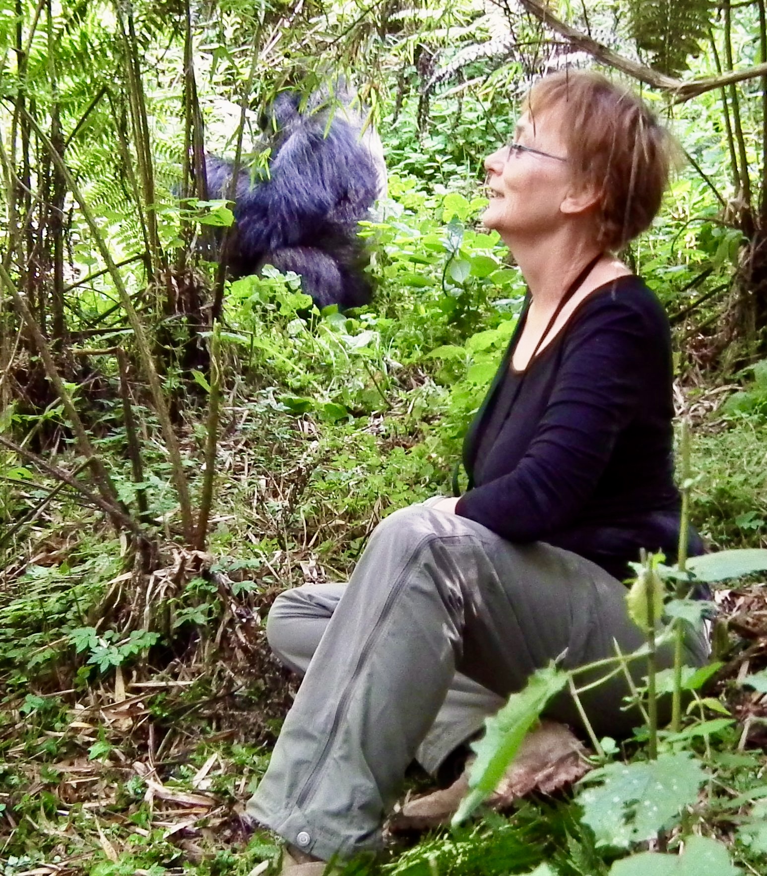 Ranveig Wormstrand with Gorilla in Rwanda